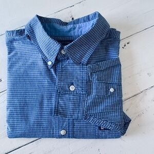 Chaps Mens XL Blue‎ Plaid Check Button Down Long Sleeve Easy Care Shirt